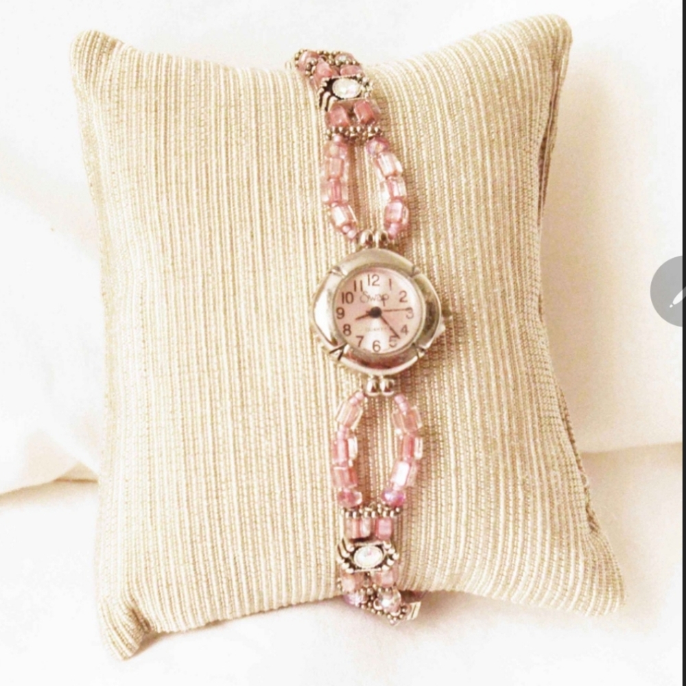 Ladies Pink Handmade Beaded Watch...One of a Kind - Picture 3 of 7